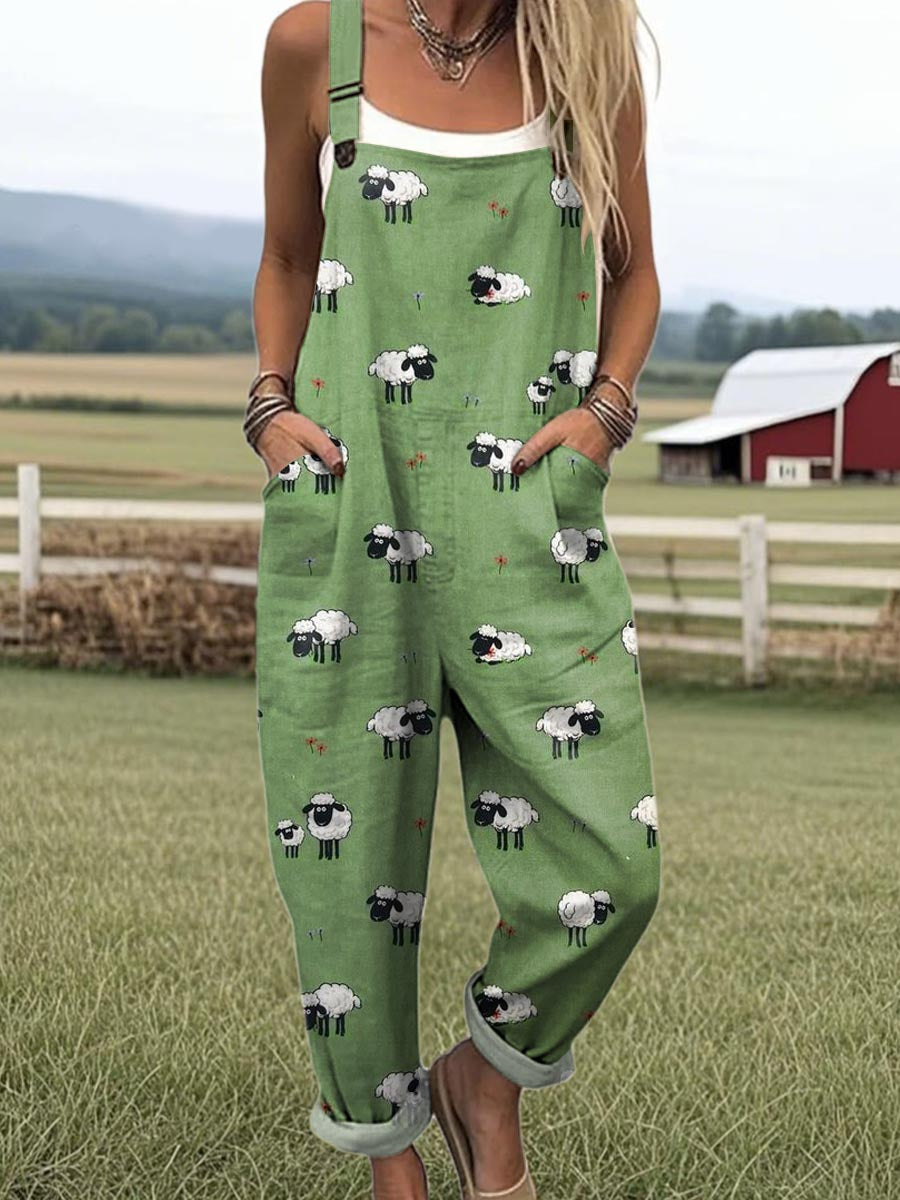 Härligt fårmönster Jumpsuit | Avslappnad kvinnors mode