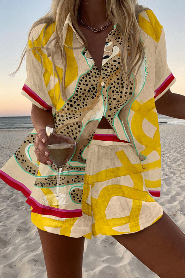 Casima™ | Linen Set with Cheetah Print