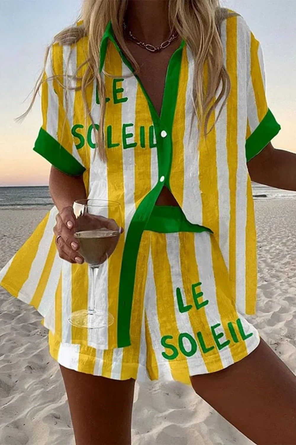 Halora™ | Yellow Striped Linen Set