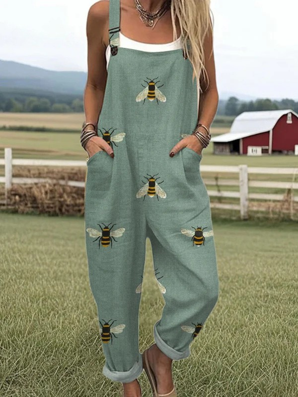 Damoverall – Vintage bidesign, bekväm bred bensilhuett