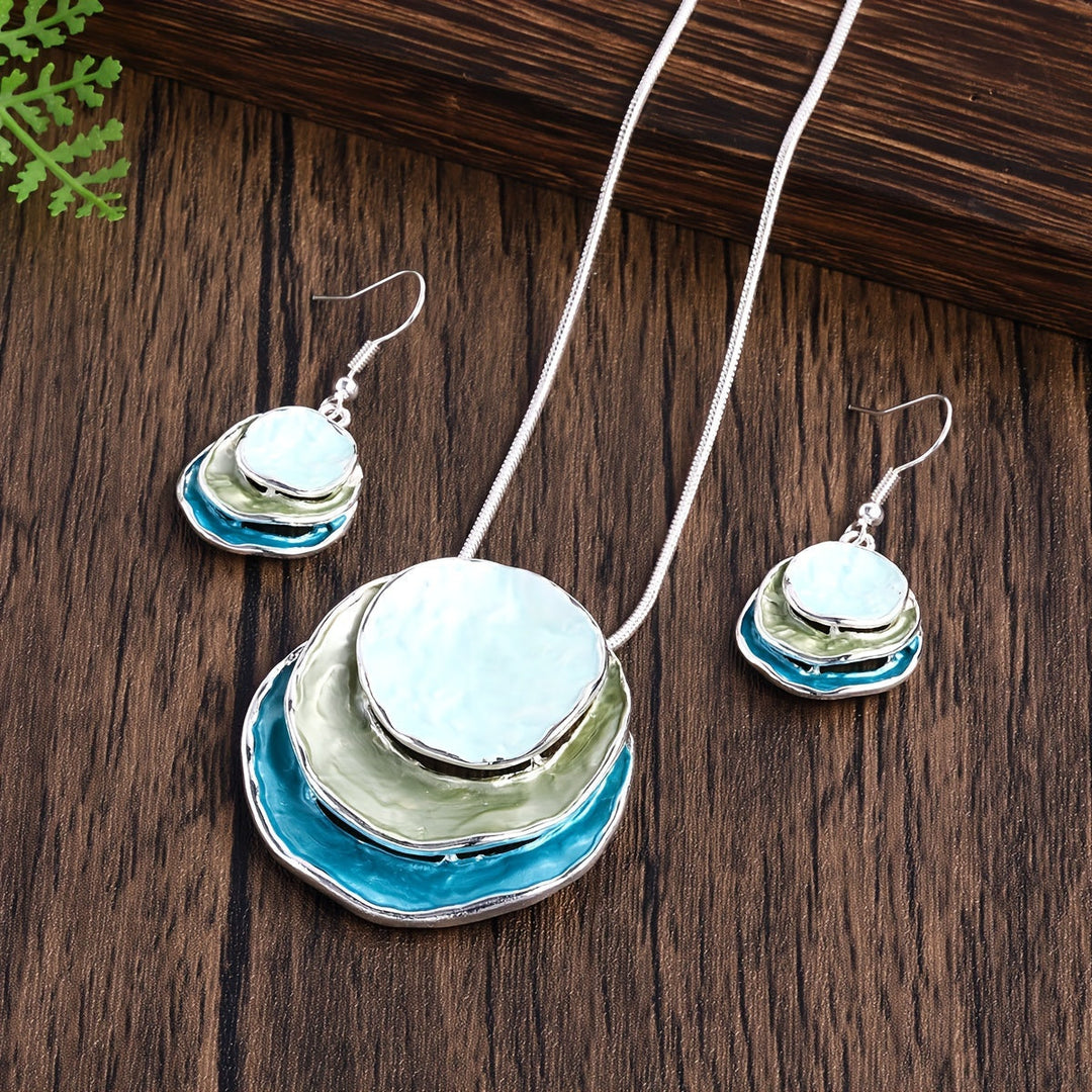 Boho smyckeset – örhängen & halsband i retro flerfärgad stil