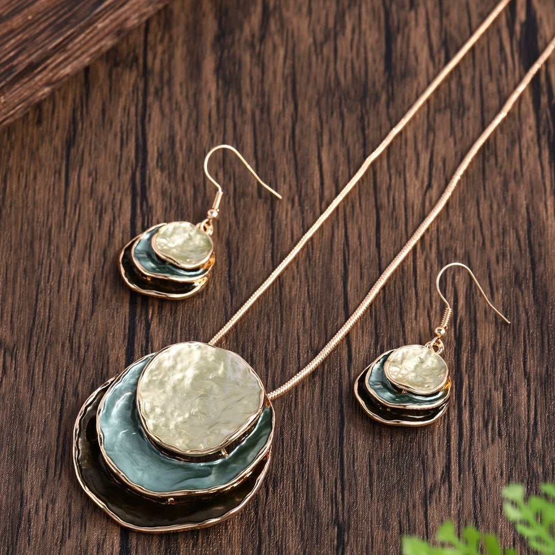 Boho smyckeset – örhängen & halsband i retro flerfärgad stil