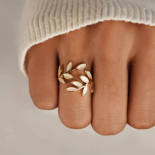 Pure - Vit Opalblad Justerbar Ring