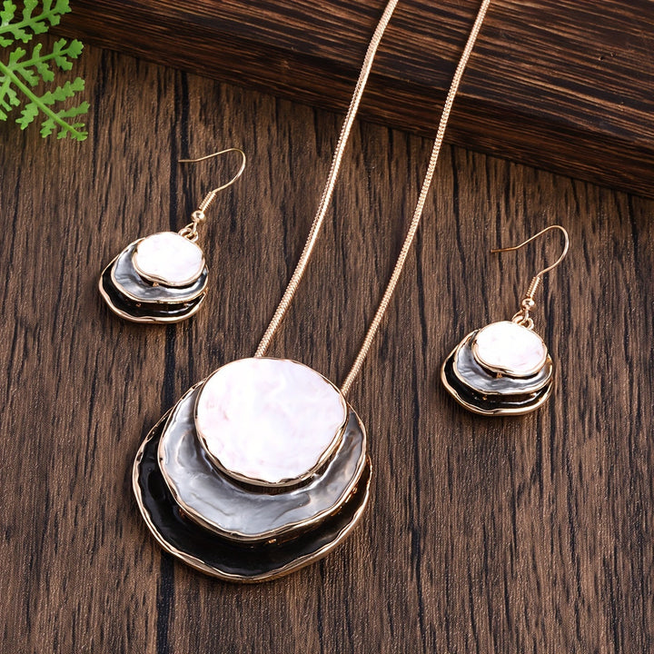 Boho smyckeset – örhängen & halsband i retro flerfärgad stil