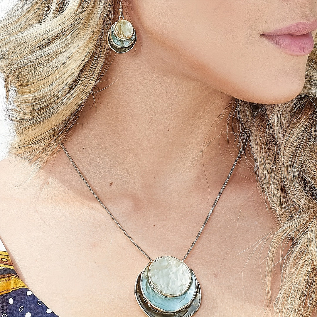 Boho smyckeset – örhängen & halsband i retro flerfärgad stil