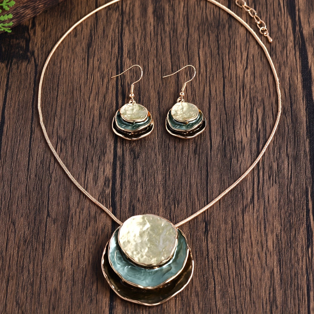 Boho smyckeset – örhängen & halsband i retro flerfärgad stil