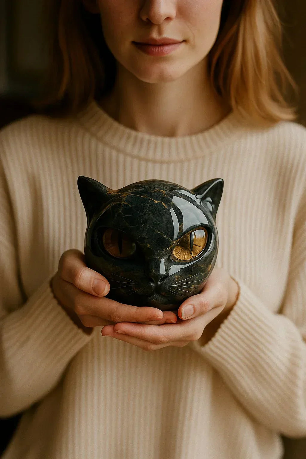 Noira | Mystisk Svart Kattskulptu